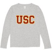 USC Trojans Women's Heather Gray Block Long Sleeve T-Shirt